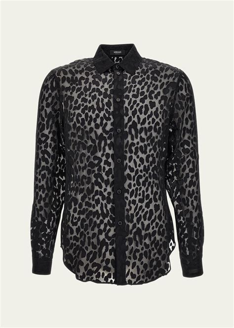 men's leopard versace shirt|Versace Men's Devore Leopard Button.